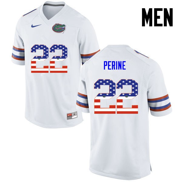 Florida Gators Men #22 Lamical Perine College Football Jersey USA Flag Fashion White